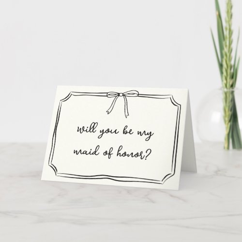 Coquette Bow Drawing Maid of Honor Proposal Card