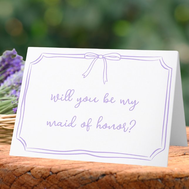 Coquette Bow Drawing Maid of Honor Proposal Card (Creator Uploaded)