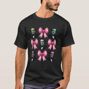 Coquette Bow Edgar Allan Poe Literature Pink Ribbo T-Shirt