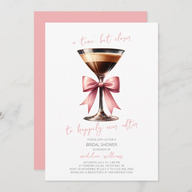 Coquette Bow Espresso Martini Bridal Shower  Invitation (Front/Back)