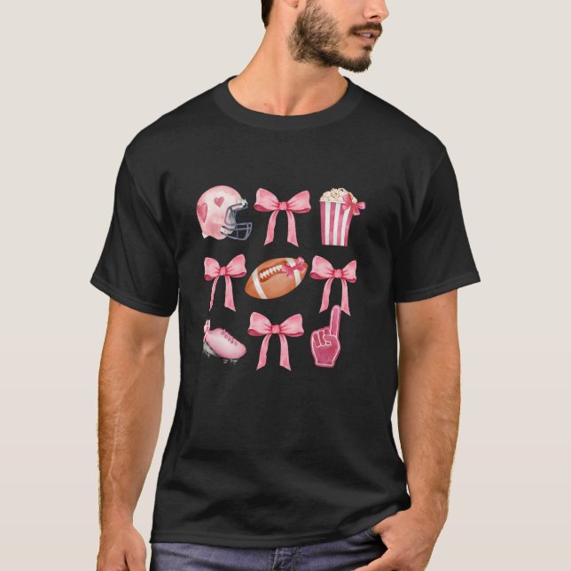 Coquette Bow Football Player American Football Sea T-Shirt (Front)