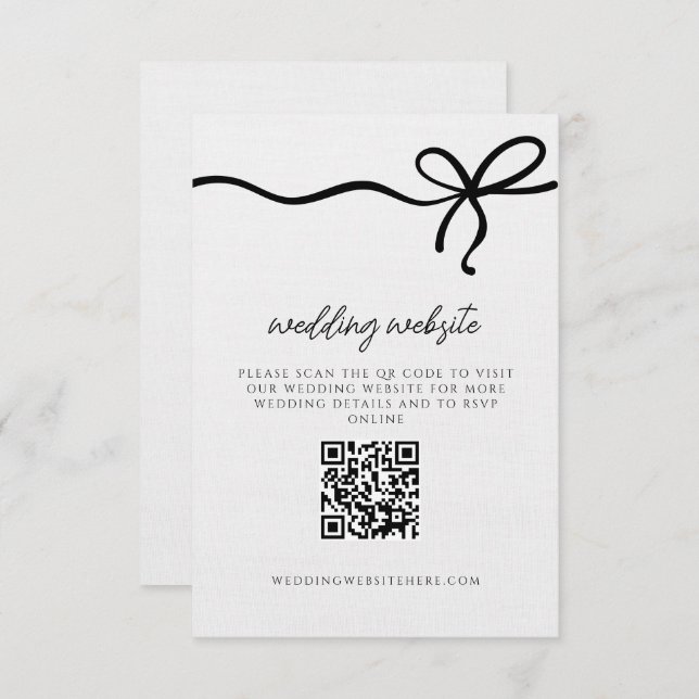 Coquette Bow Formal Wedding Details QR Code Enclosure Card (Front/Back)