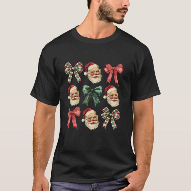 Coquette Bow Funny Santa Christmas Xmas Ornaments  T-Shirt (Front)
