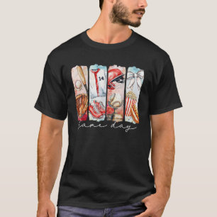 Coquette Bow Game Day Baseball Softball Heart Love T-Shirt