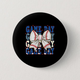 Coquette Bow Game Day Sell Softll Funny Cheer Mom Button