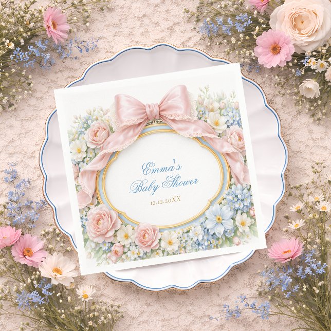 Coquette Bow Garden Girl Baby Shower Napkins (Creator Uploaded)