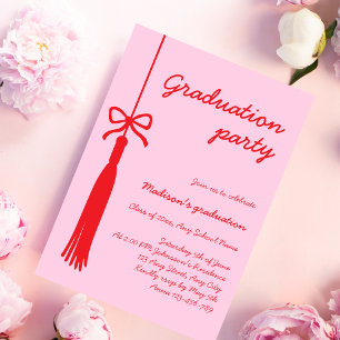Coquette Bow Grad Tassel 2026 Graduation Invitation