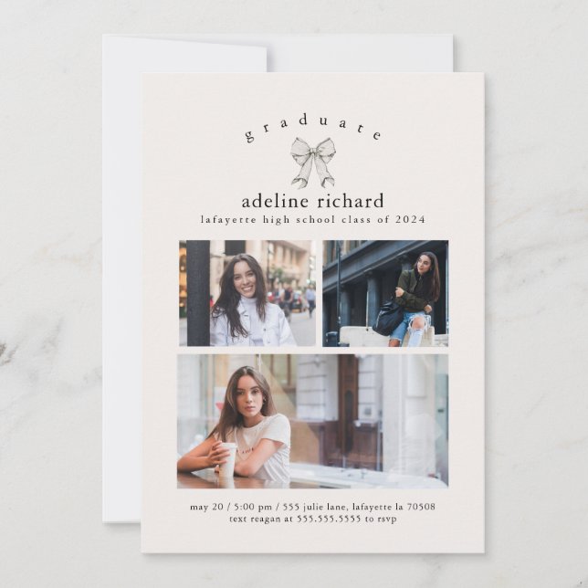 Coquette Bow Graduation Announcement (Front)