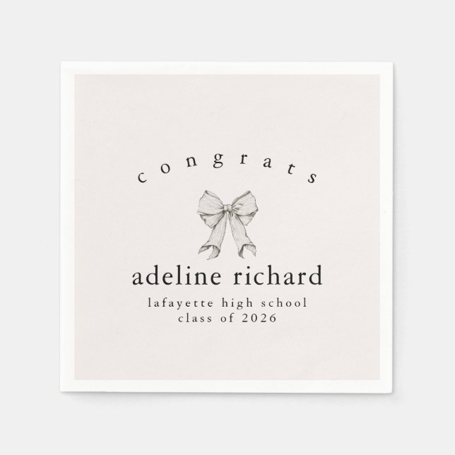 Coquette Bow Graduation Announcement Napkins (Front)