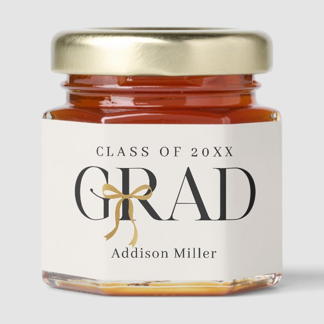 Coquette Bow Graduation Honey Jar Favors (Front)