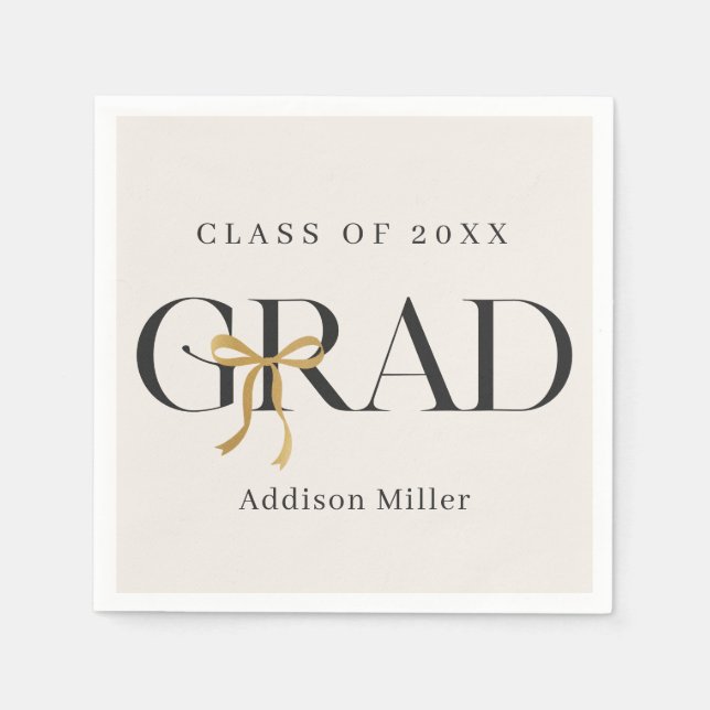 Coquette Bow Graduation Napkins (Front)