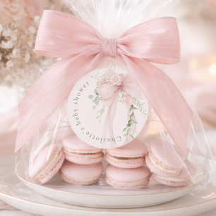 Coquette Bow Greenery Baby in bloom baby Shower Classic Round Sticker