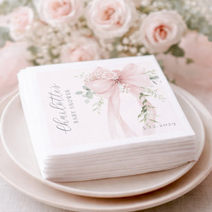 Coquette Bow Greenery Baby in bloom baby Shower Napkins