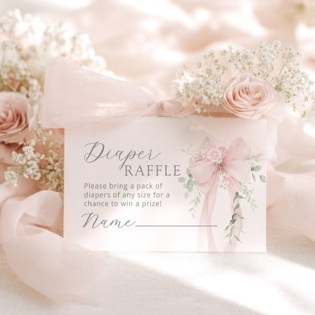 Coquette Bow Greenery Diaper raffle Enclosure Card (Creator Uploaded)