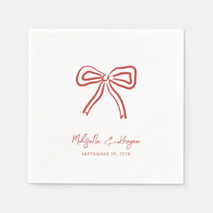 Coquette Bow Hand Drawn Personalized Wedding  Napkins