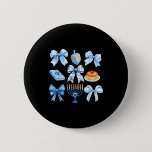 Coquette Bow Hanukkah Chanukah Pajama Latke Jewish Button