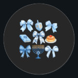 Coquette Bow Hanukkah Chanukah Pajama Latke Jewish Classic Round Sticker<br><div class="desc">Coquette Bow Hanukkah Chanukah Pajama Latke Jewish Women</div>
