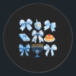 Coquette Bow Hanukkah Chanukah Pajama Latke Jewish Classic Round Sticker<br><div class="desc">Coquette Bow Hanukkah Chanukah Pajama Latke Jewish Women</div>