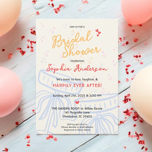 Coquette Bow Happily Ever After Bridal Shower Invitation (Creator Uploaded)