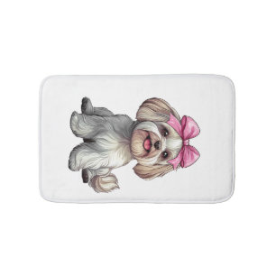 Coquette Bow Havanese Dog Mom Girl Pink Bath Mat