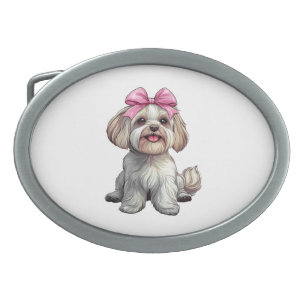 Coquette Bow Havanese Dog Mom Girl Pink Belt Buckle