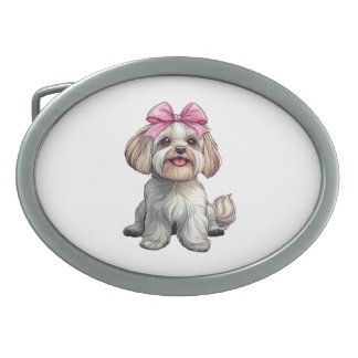 Coquette Bow Havanese Dog Mom Girl Pink Belt Buckle