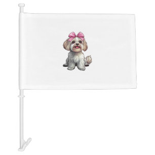 Coquette Bow Havanese Dog Mom Girl Pink Car Flag