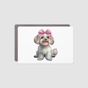 Coquette Bow Havanese Dog Mom Girl Pink Car Magnet