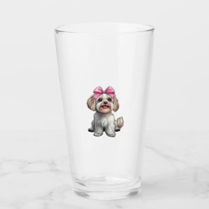 Coquette Bow Havanese Dog Mom Girl Pink Glass