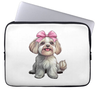 Coquette Bow Havanese Dog Mom Girl Pink Laptop Sleeve