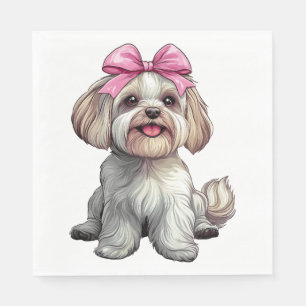 Coquette Bow Havanese Dog Mom Girl Pink Napkins