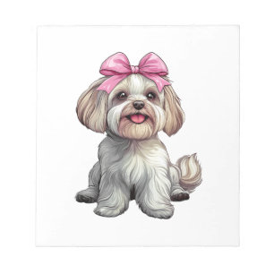 Coquette Bow Havanese Dog Mom Girl Pink Notepad
