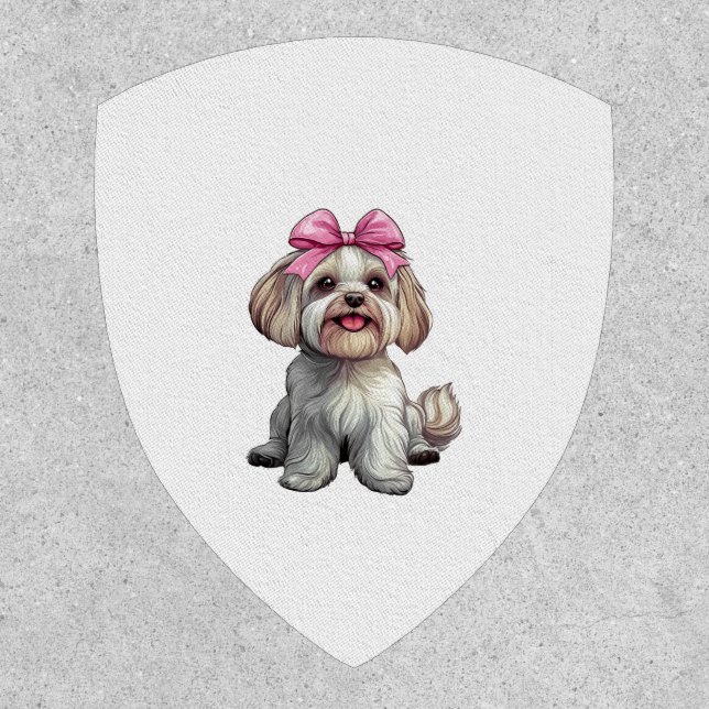 Coquette Bow Havanese Dog Mom Girl Pink Patch (Front)