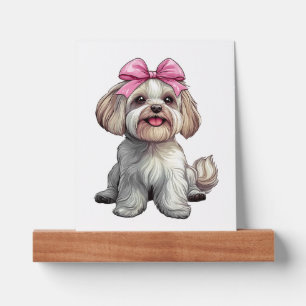 Coquette Bow Havanese Dog Mom Girl Pink Picture Ledge
