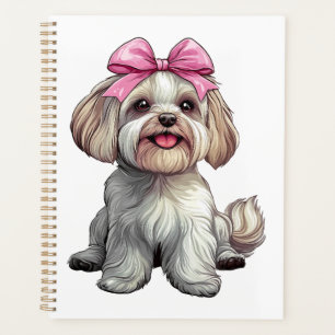Coquette Bow Havanese Dog Mom Girl Pink Planner