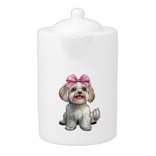 Coquette Bow Havanese Dog Mom Girl Pink Teapot