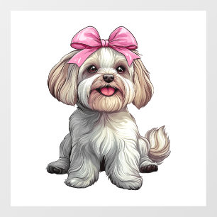 Coquette Bow Havanese Dog Mom Girl Pink Window Cling