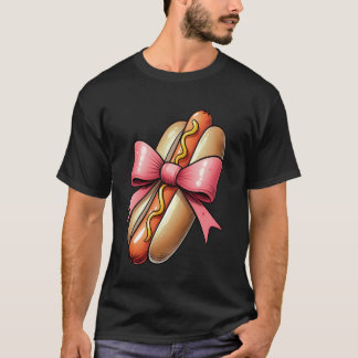 Coquette Bow Hot Dog Hotdog Mothers Day Pink Ribbo T-Shirt