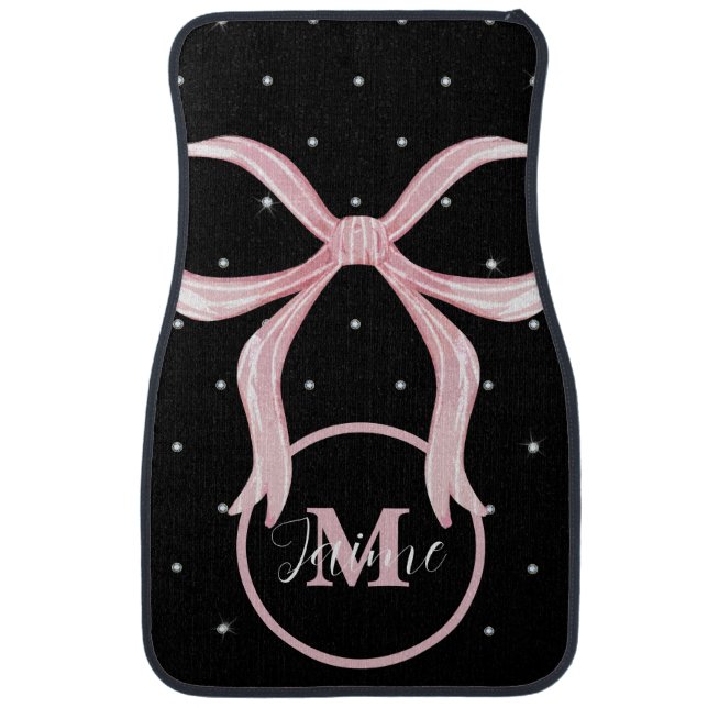 Coquette Bow Initial Personalized Name Car Floor Mat (Front)