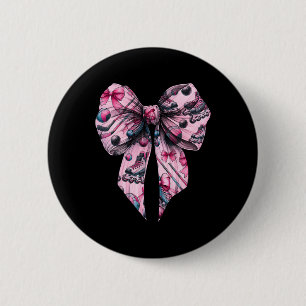 Coquette Bow Inline Hockey Player Girl Mom Mother' Button