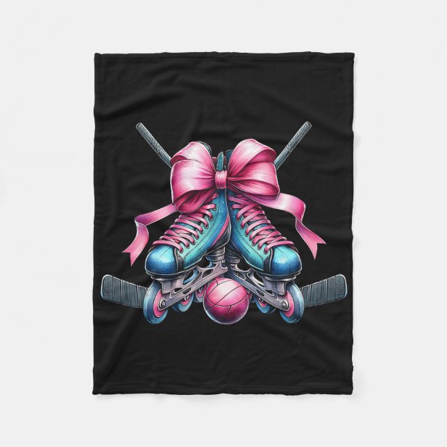 Coquette Bow Inline Hockey Player Girl Mom Mother' Fleece Blanket (Front)