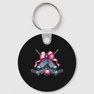 Coquette Bow Inline Hockey Player Girl Mom Mother' Keychain
