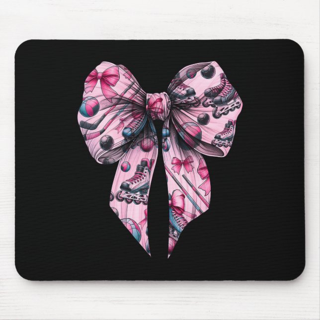 Coquette Bow Inline Hockey Player Girl Mom Mother' Mouse Pad (Front)