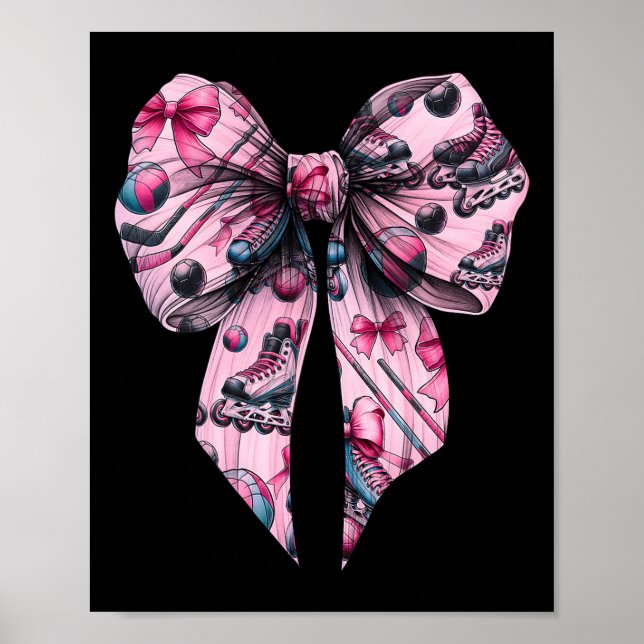 Coquette Bow Inline Hockey Player Girl Mom Mother' Poster (Front)