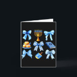 Coquette Bow Jewish Holiday Chanukah Hanukkah Meno Card<br><div class="desc">Coquette Bow Jewish Holiday Chanukah Hanukkah Menorah Girls</div>