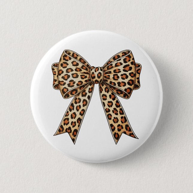 Coquette Bow Leopard Cheetah Sublimation Button (Front)