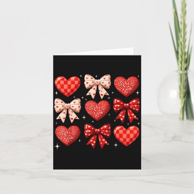 Coquette Bow Leopard Hearts Valentine Women Girl G Card (Front)
