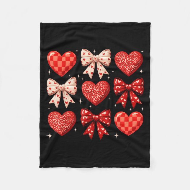 Coquette Bow Leopard Hearts Valentine Women Girl G Fleece Blanket (Front)