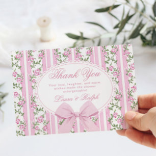 Coquette Bow Love Shack Baby Shower Thank You Card