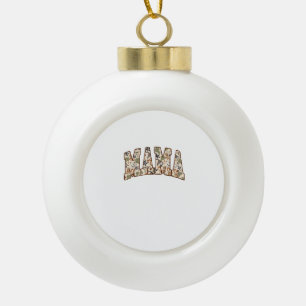Coquette Bow Mama Cowhide Turquoise Cowgirl Wester Ceramic Ball Christmas Ornament
